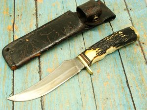 Vintage USA Uncle Henry Schrade 498 Hunting knife and leather sheath