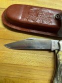  Vintage USA Schrade 127UH Folding Hunter knife with leather sheath 
