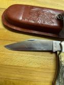  Vintage USA Schrade 127UH Folding Hunter knife with leather sheath 
