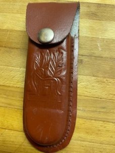  Vintage USA Schrade 127UH Folding Hunter knife with leather sheath 