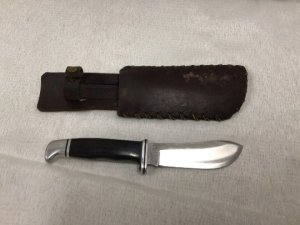 Vintage Buck 103 Skinner Knife With Leather Belt Sheath