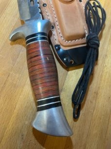Vintage Columbia USA Saber Iron Cross fixed blade hunting knife 