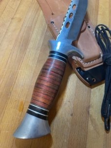 Vintage Columbia USA Saber Iron Cross fixed blade hunting knife 