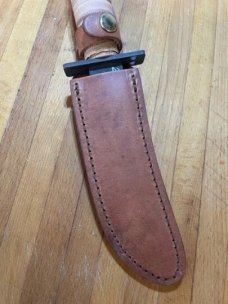 Vintage Ontario 3/11 pilot survival knife and unused leather sheath factory