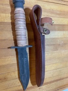 Vintage Ontario 3/11 pilot survival knife and unused leather sheath factory 