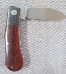 Steenkamp Spear Dogleg..3.5" .Rwl34..Crosscut Micarta & Lightning Strike carbon fiber..coa&pouch
