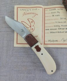 Vincenzo Balistreri Front Flipper Lanny...Linerlock..Ivory & Burlap. Filework..Jiimping....Coa/Slip