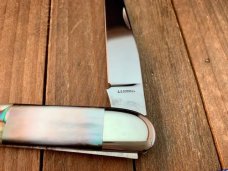 A.G. Russell Arkansas Toothpick Black Lip Mother of Pearl ATS-34 Bolster Lock