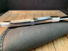A.G. Russell Arkansas Toothpick Black Lip Mother of Pearl ATS-34 Bolster Lock