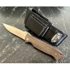 Rare Microtech CMTX5 - A, Dual Action Function, Micarta Handle, 2 Tone Blade, Original Sheath