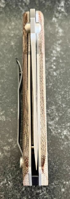 Rare Microtech CMTX5 - A, Dual Action Function, Micarta Handle, 2 Tone Blade, Original Sheath 