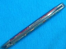 VINTAGE BROWN BLUE RED SILVER STRIPE TRICKLOCK TRICK LOCK NOVELTY FOLDING POCKET KNIFE KNIVES OLD