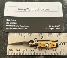 Miniature Switchblade Knife, Vertical Inox Mark, Older Style, Nice Stag Handles, Broken Spring 