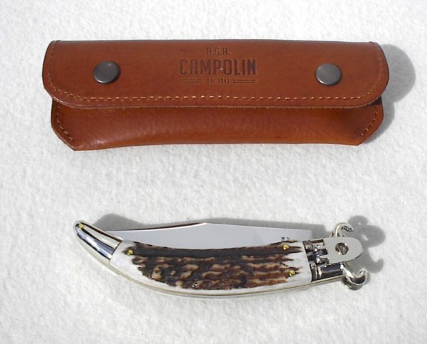 NEW A.G.A. CAMPOLIN GENUINE STAG LEVER LOCK SHELL PULLER NICKEL SILVER BOLSTERS 