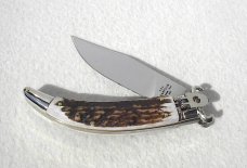 NEW A.G.A. CAMPOLIN GENUINE STAG LEVER LOCK SHELL PULLER NICKEL SILVER BOLSTERS 