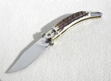 NEW A.G.A. CAMPOLIN GENUINE STAG LEVER LOCK SHELL PULLER NICKEL SILVER BOLSTERS 