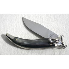 NEW A.G.A. CAMPOLIN SHELL PULLER LEVER LOCK BEAUTIFUL BRAZILIAN HORN NICKEL SILVER BOLSTERS W/POUCH 