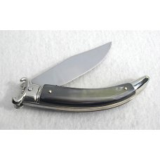 NEW A.G.A. CAMPOLIN SHELL PULLER LEVER LOCK BEAUTIFUL BRAZILIAN HORN NICKEL SILVER BOLSTERS W/POUCH 