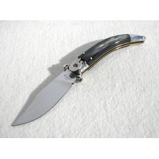 NEW A.G.A. CAMPOLIN SHELL PULLER LEVER LOCK BEAUTIFUL BRAZILIAN HORN NICKEL SILVER BOLSTERS W/POUCH 