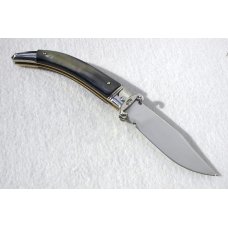 NEW A.G.A. CAMPOLIN SHELL PULLER LEVER LOCK BEAUTIFUL BRAZILIAN HORN NICKEL SILVER BOLSTERS W/POUCH 