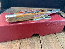 Rigid by Canal Street Cutlery Fiddleback Whittler Amber Carved Stag Bone 2007