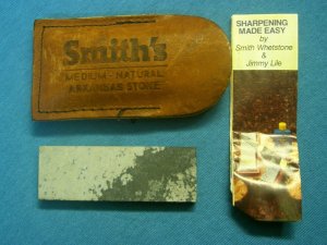 VINTAGE SMITHS JIMMY LILE SHARPENING MEDIUM ARKANSAS STONE HONE SHARPENER OLD SHEATH