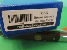 Canal Street Cutlery Co-Op/Red Hill Cutlery Brown Canvas Micarta 1 of 25 Made Pinch Lockback  154CM