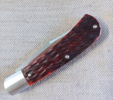 Jeffery Mitchell Amber Jigged Bone  Trapper..Cpm154..3 5/8" closed..New from maker..with pouch 