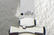 NEW A.G.A. CAMPOLIN 9" MALTESE BRAZILIAN HORN MODIFIED BAYONET BLADE NICKEL SILVER BOLSTERS W/POUCH