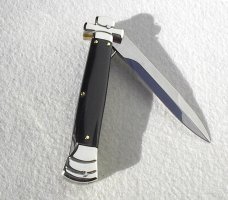 NEW A.G.A. CAMPOLIN 9" MALTESE BRAZILIAN HORN MODIFIED BAYONET BLADE NICKEL SILVER BOLSTERS W/POUCH
