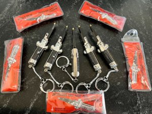 Vintage Miniature Keychain Switchblade Pen, Marked Hong Kong, Original Packaging, Unused