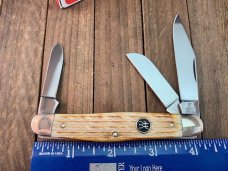 Henckels by Boker Stockman Torched White Pin Feather Jigged Bone, Beautiful!