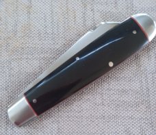 K'roo Buffalo Horn Sheepsfoot English Jack..Rwl34..4.25 closed..red liners..spacers and Bolt Shield 