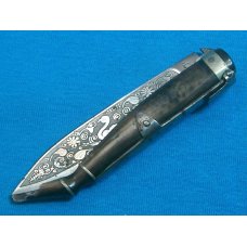 VINTAGE HORN TOLEDO SPANISH NAVAJA DUCK SWAN WATER FOWL BIRD ETCH FOLDING POCKET KNIFE KNIVES OLD