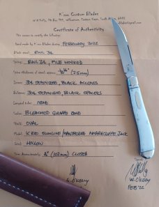 K'roo Custom Bleached Giraffe Wharnie Slimline,, 4", Rwl34..filework..coa and slip 