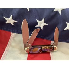 Bulldog Brand 1999 Cattle Knife with Nice Synthetic Peacock Feather Handles -NOS