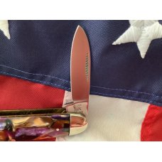 Bulldog Brand 1999 Cattle Knife with Nice Synthetic Peacock Feather Handles -NOS