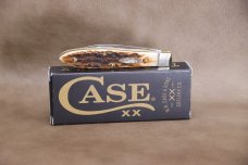 CASE SINGLE END BOLSTER AMBER JIGGED BONE TEAR DROP FOLDING KNIFE 00246