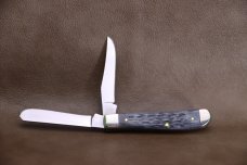 CASE GRAY POCKET WORN JIGGED BONE CARBON MINI TRAPPER FOLDING KNIFE 6207SS