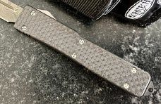 Vero Beach Microtech UTX70, Limited Edition, Damascus Blade, Carbon Fiber, Original Sheath, Unused 