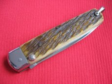 Rare Vintage French Eclair Slide Button Bone Switchblade Knife 