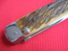 Rare Vintage French Eclair Slide Button Bone Switchblade Knife 