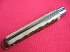 Rare Vintage French Eclair Slide Button Bone Switchblade Knife 