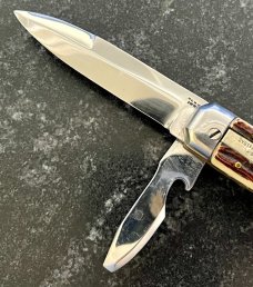 Hard To Find Begon Rocker Button Switchblade, Made In France, Camper Multi Tool Knife, Unused 