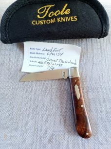 Bobby Toole Lambsfoot Swayback..Desert Ironwood,CPM-154 ,3 78"coa and pouch..real color in this one
