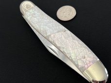 AG Russell Jumbo Muskrat Genuine Crackle Mosaic Mother of Pearl Display Knife