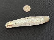 AG Russell Jumbo Muskrat Genuine Crackle Mosaic Mother of Pearl Display Knife