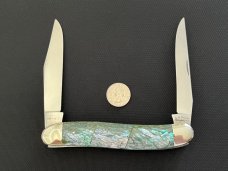 AG Russell Jumbo Muskrat Genuine Crackle Mosaic Abalone Display Knife 