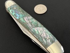 AG Russell Jumbo Muskrat Genuine Crackle Mosaic Abalone Display Knife 