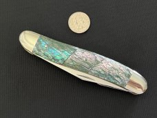 AG Russell Jumbo Muskrat Genuine Crackle Mosaic Abalone Display Knife 